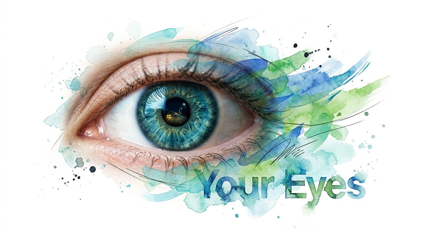 A human eye with a vibrant watercolor splash effect featuring a reflection of a night road inside.
