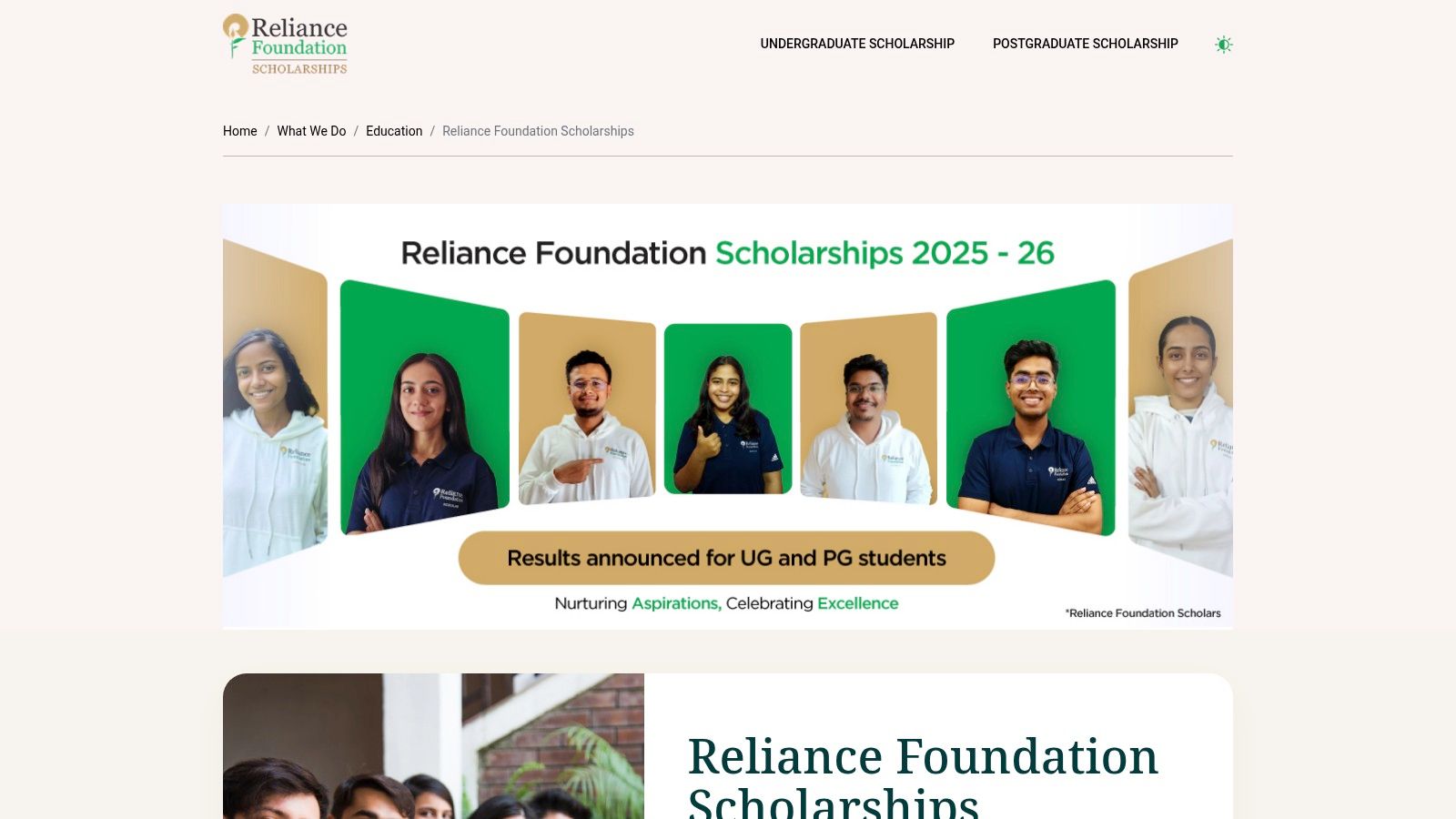 Reliance Foundation Scholarships