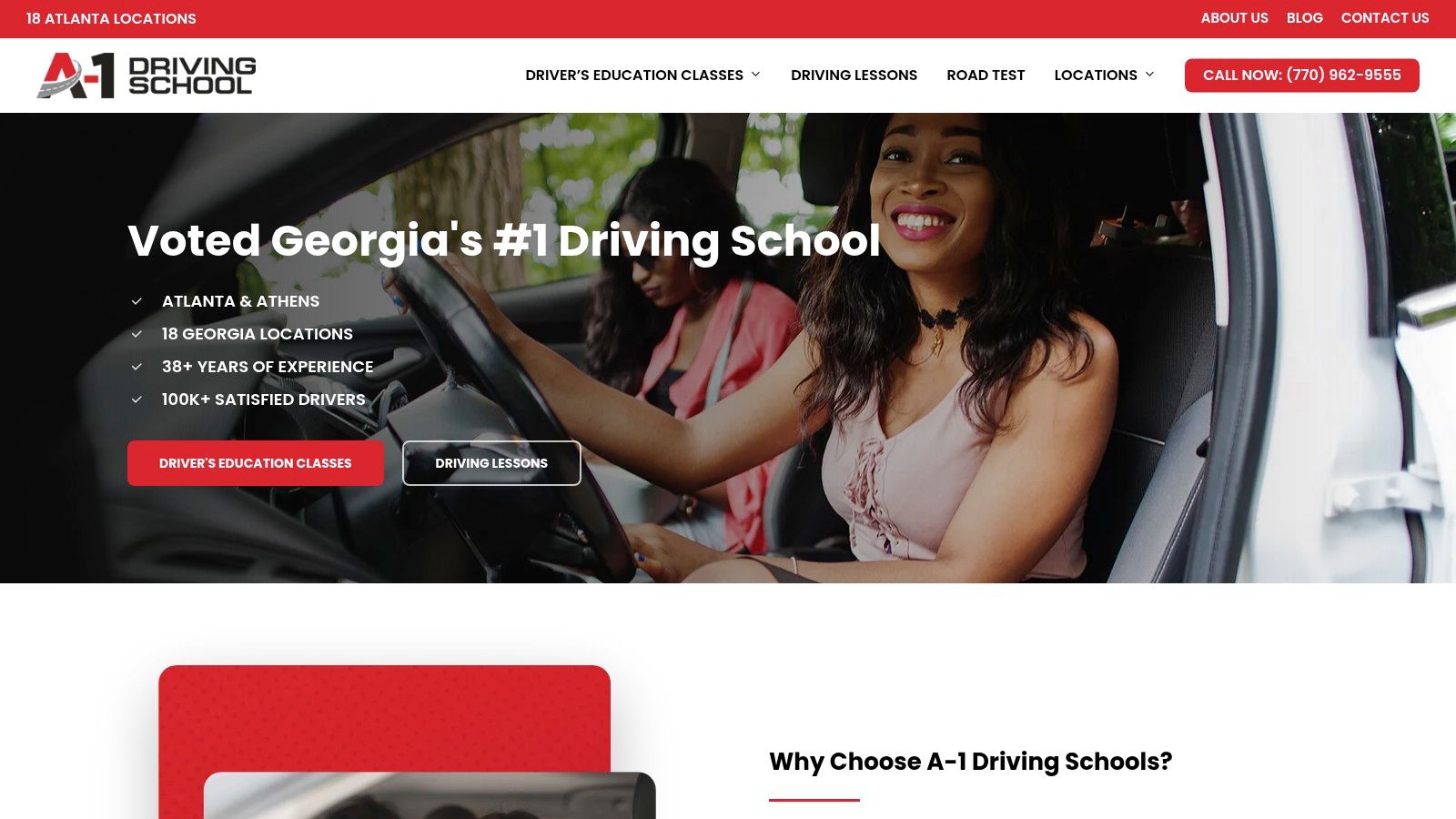 Screenshot from https://a1drivingschools.com