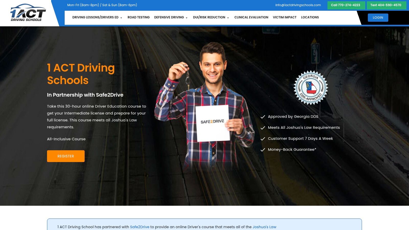 1 ACT Driving Schools, Online Driver Education through Safe2Drive
