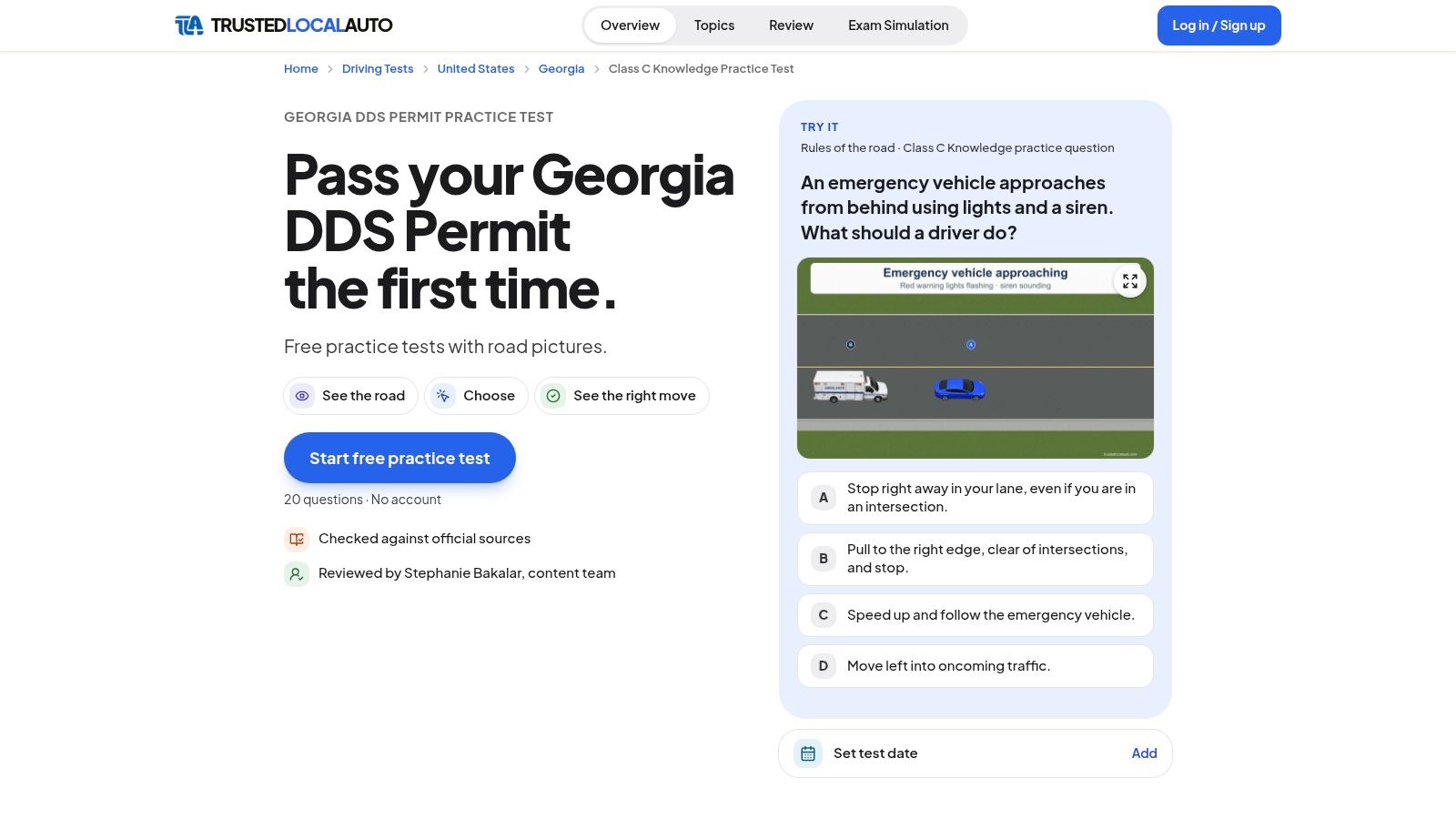 Trusted Local Auto Georgia Class C Practice Test